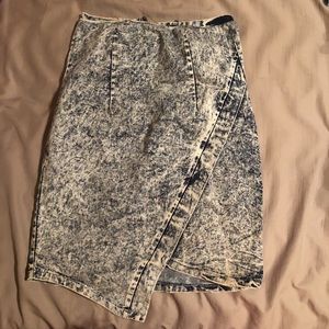 Acid wash denim mini skirt